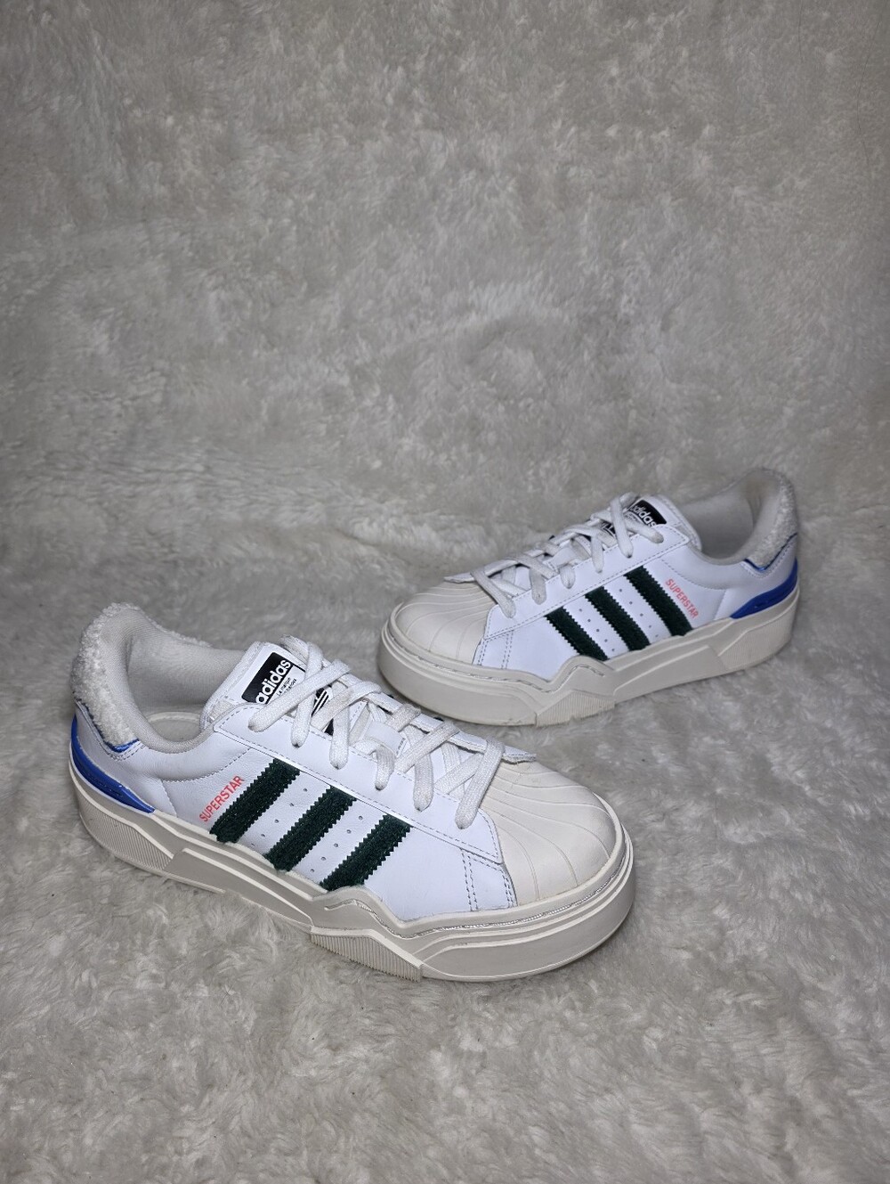 Adidas Superstar Bonega 2B Chunky Platform Sneaker White Green Blue Sz 7.5